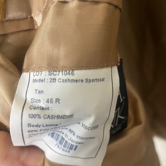 Jos A Bank Cashmere Sport Coat Blazer Mens 46R Tan Jacket Soft Career Business O - Picture 5 of 14